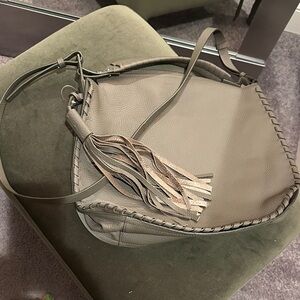 All Saints Taupe Leather Shoulder Bag